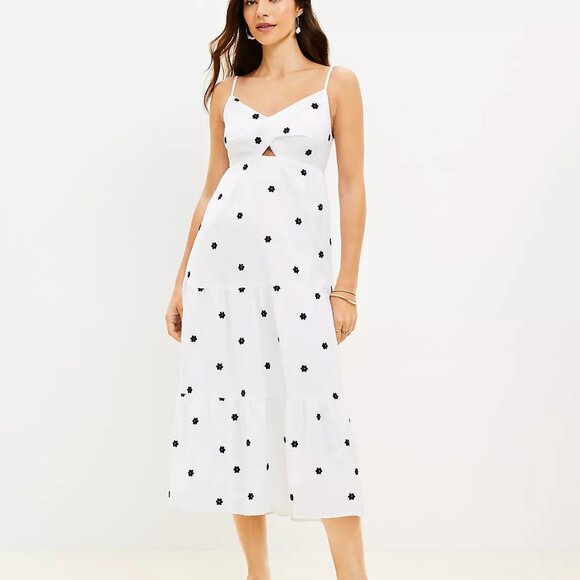 LOFT Floral Twist Cutout Cami Maxi Dress - Picture 1 of 6
